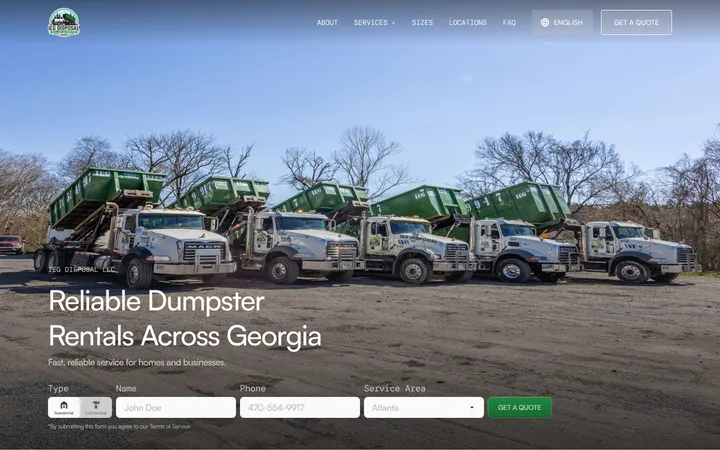 IEG Disposal LLC. desktop view