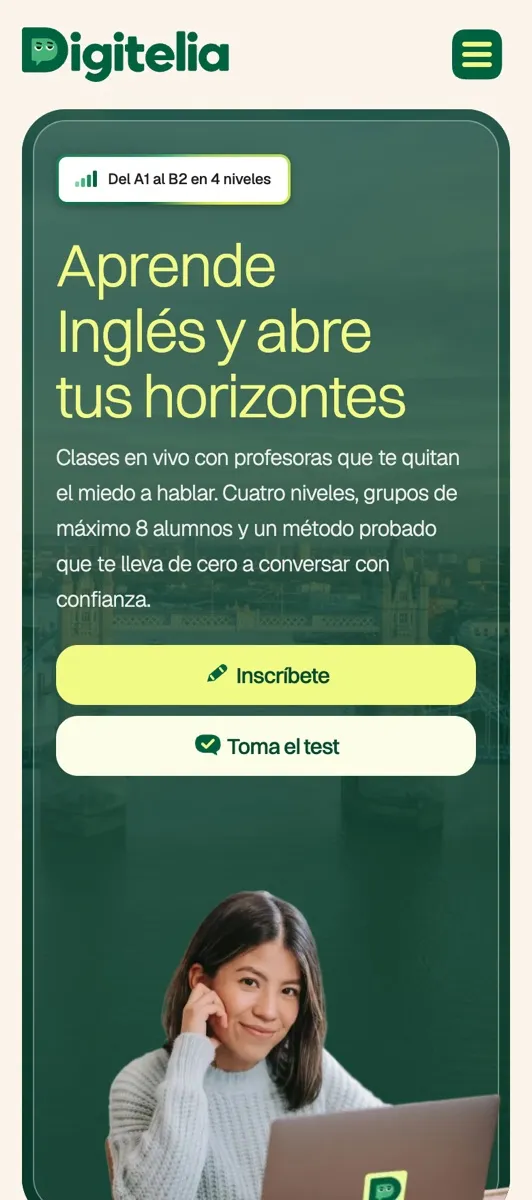 The Digitelia website on a phone